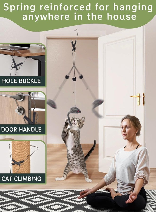 CAPHONT Hanging Interactive Cat Toy for Indoor Cats, 3 Pack Retractable Cat Feather Toy Kitten Toys with Bell/Elastic Rope/Adjustable Buckle for Play Chase Exercise Teaser - Image 2